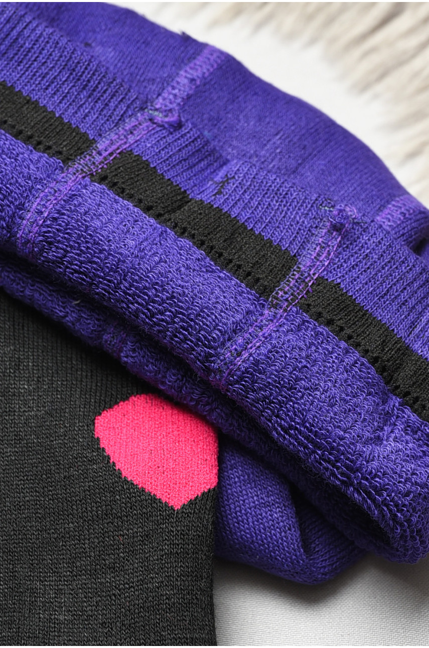 Колготы детские махровые для девочки фиолетового цвета с рисунком К007 191643