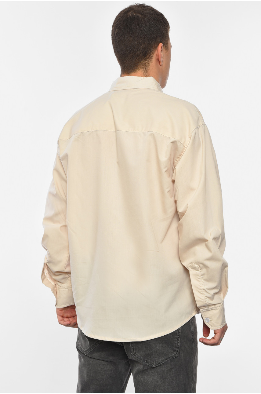 Рубашка мужская однотонная бежевого цвета 191648