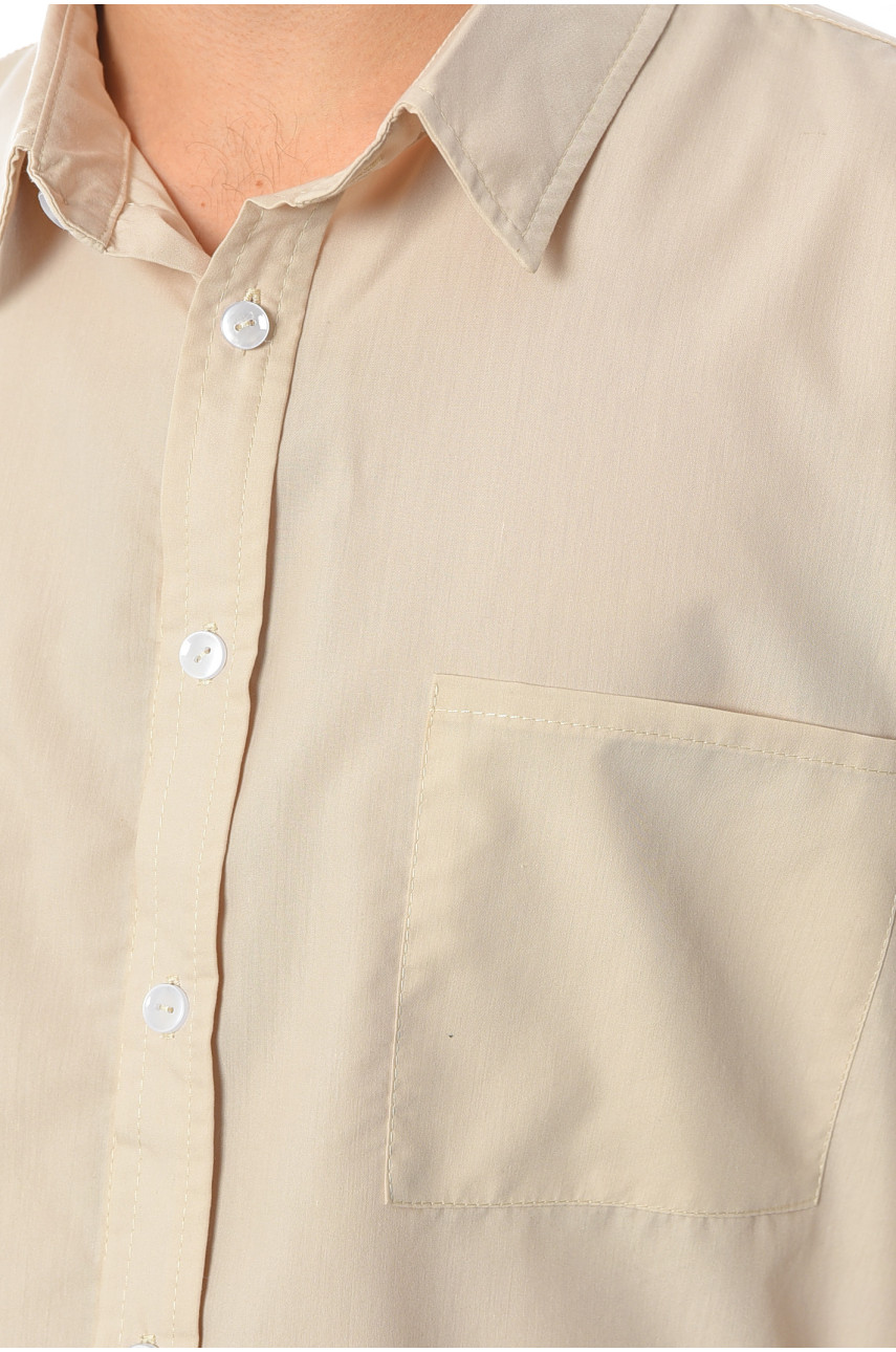 Рубашка мужская однотонная бежевого цвета 191648
