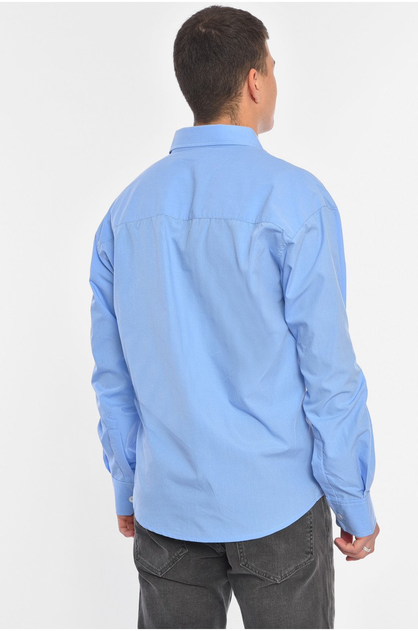 Рубашка мужская однотонная голубого цвета 191650