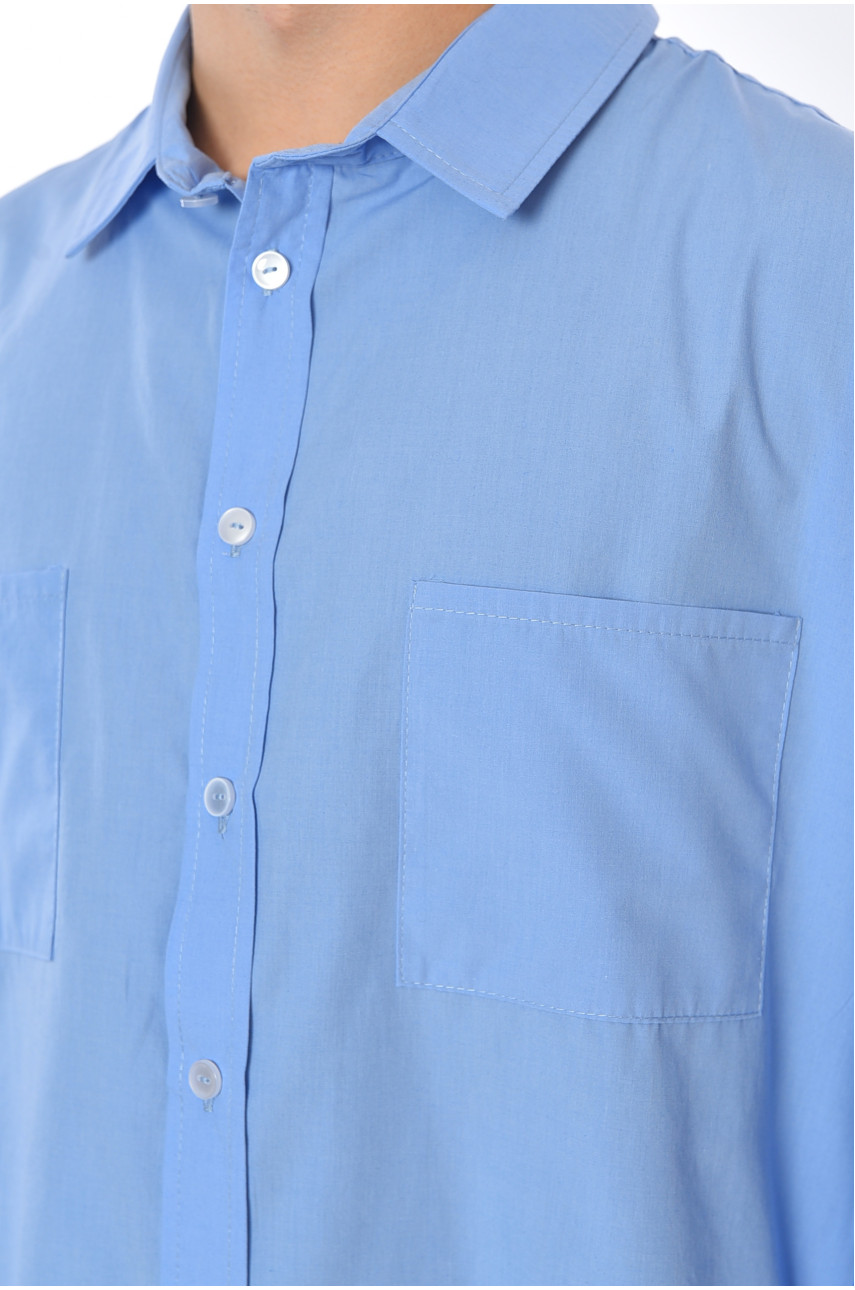 Рубашка мужская однотонная голубого цвета 191650