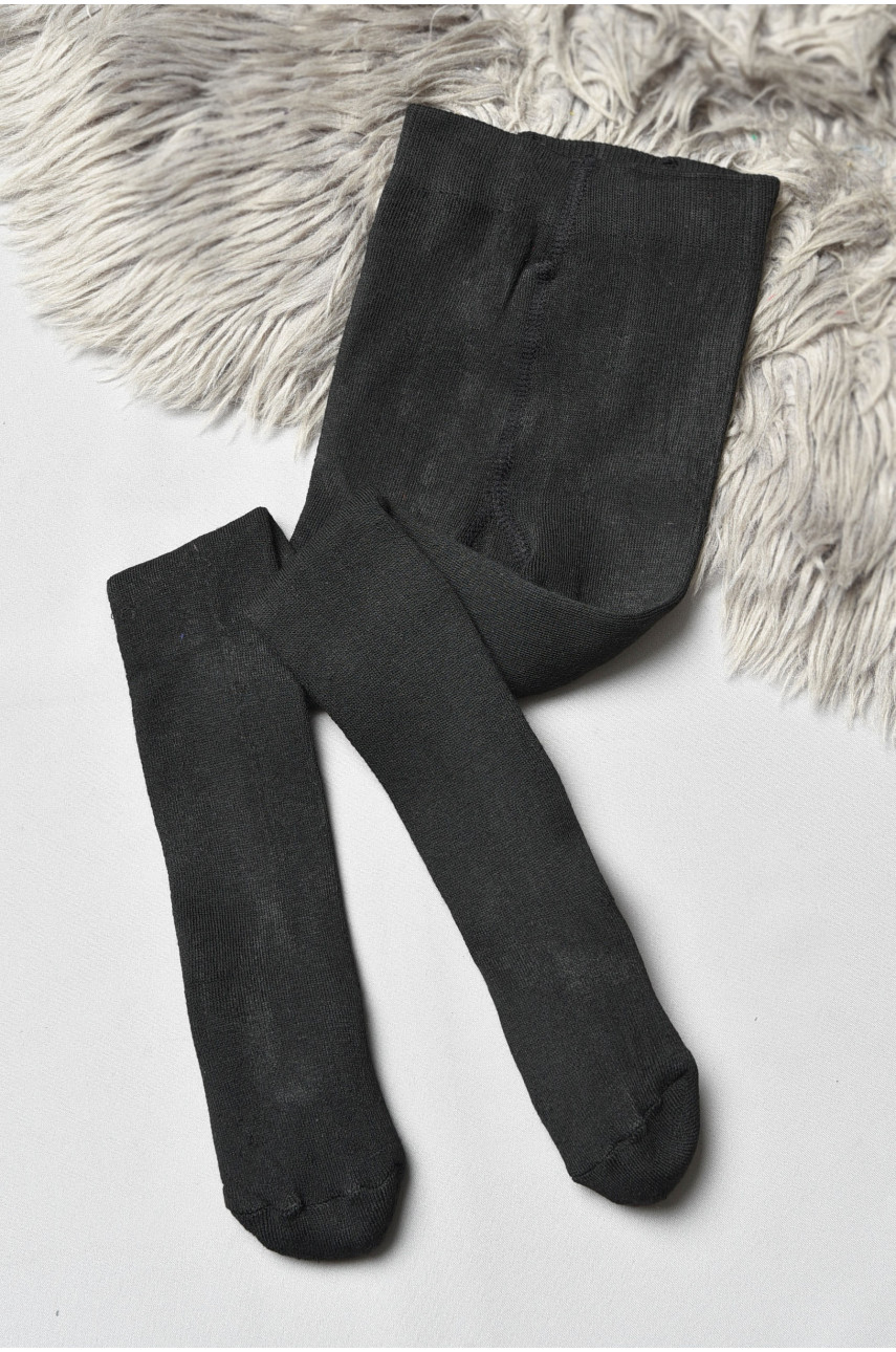 Колготи дитячі махрові для хлопчика однотонні чорного кольору т010 191651