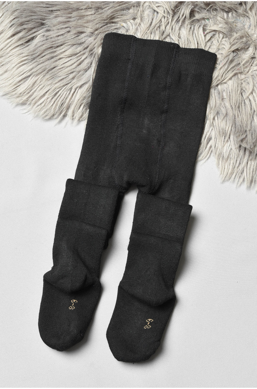 Колготи дитячі махрові для хлопчика однотонні чорного кольору т010 191651