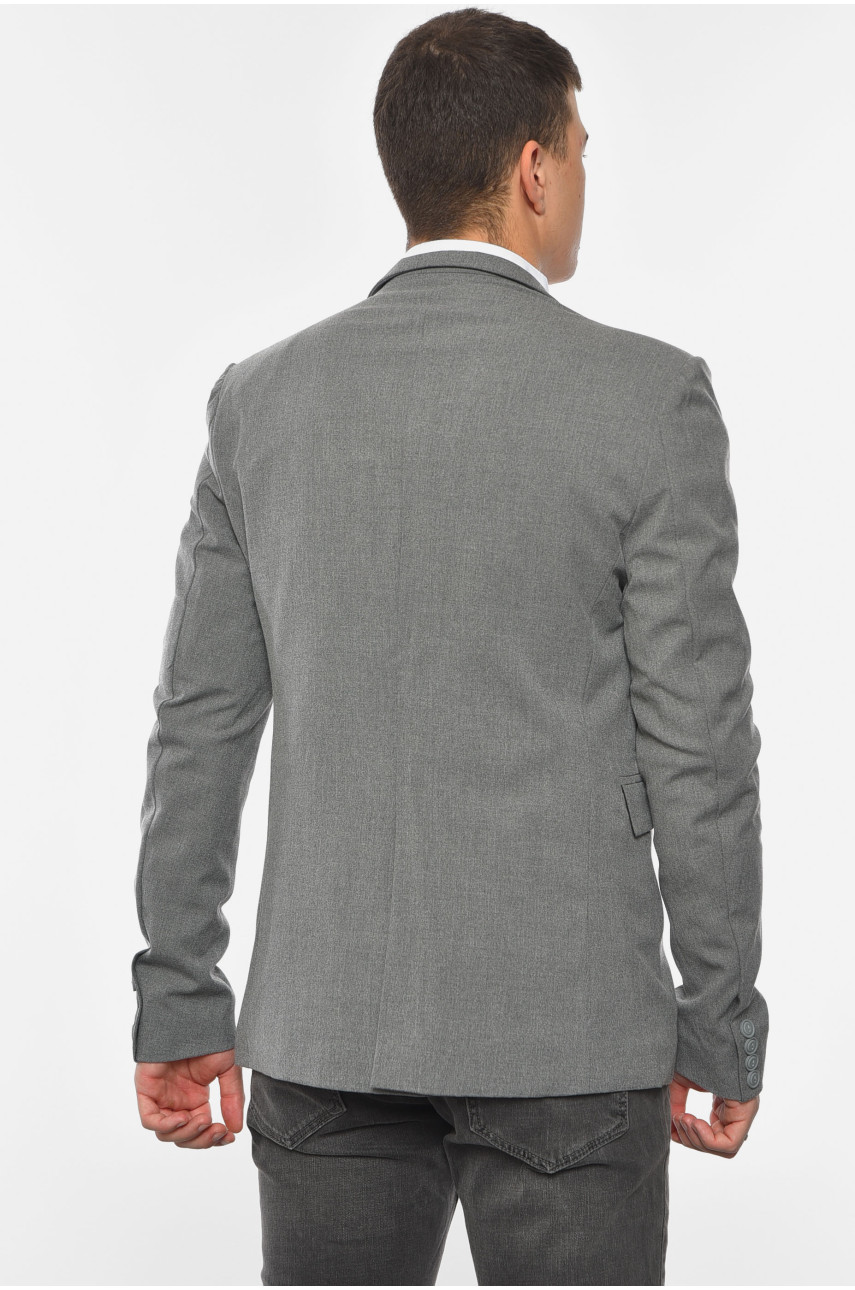Пиджак мужской однотонный серого цвета 191664 Пиджак мужской однотонный серого цвета 191664