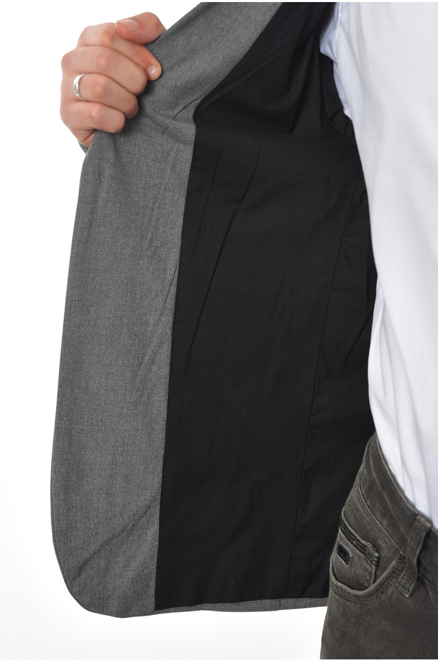 Пиджак мужской однотонный серого цвета 191664 Пиджак мужской однотонный серого цвета 191664