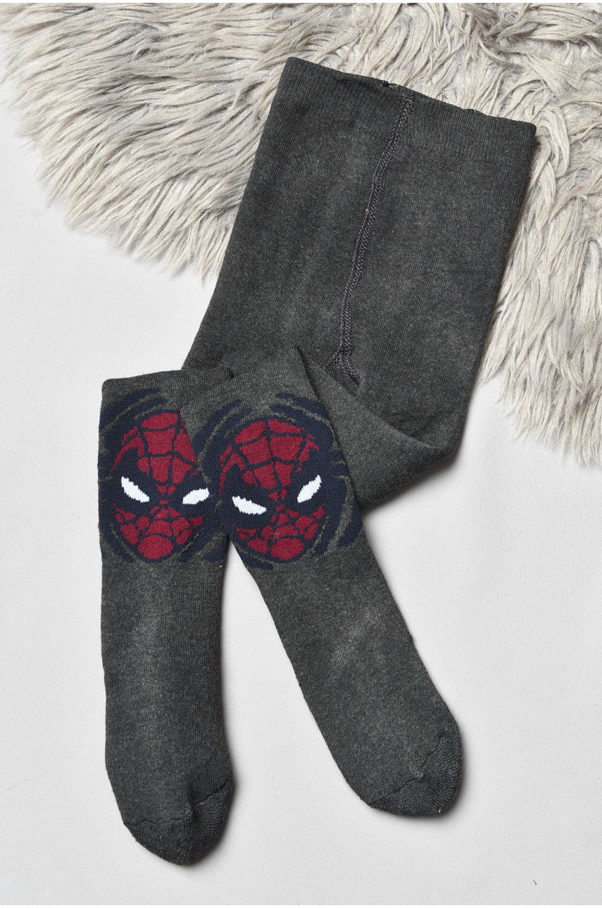 Колготи дитячі махрові для хлопчика темно-сірого кольору з малюнком т001 191665