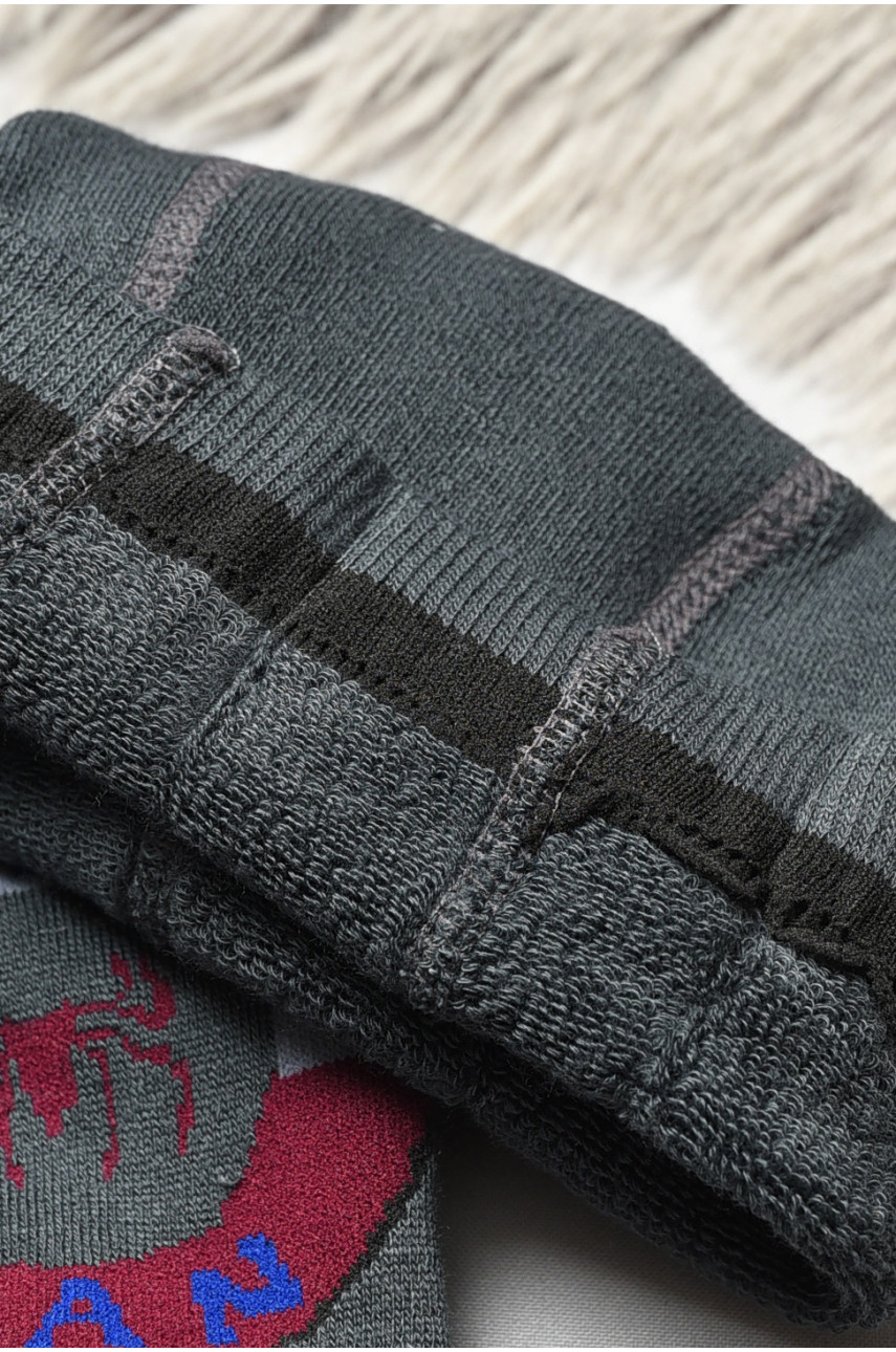 Колготи дитячі махрові для хлопчика темно-сірого кольору з малюнком т001 191676