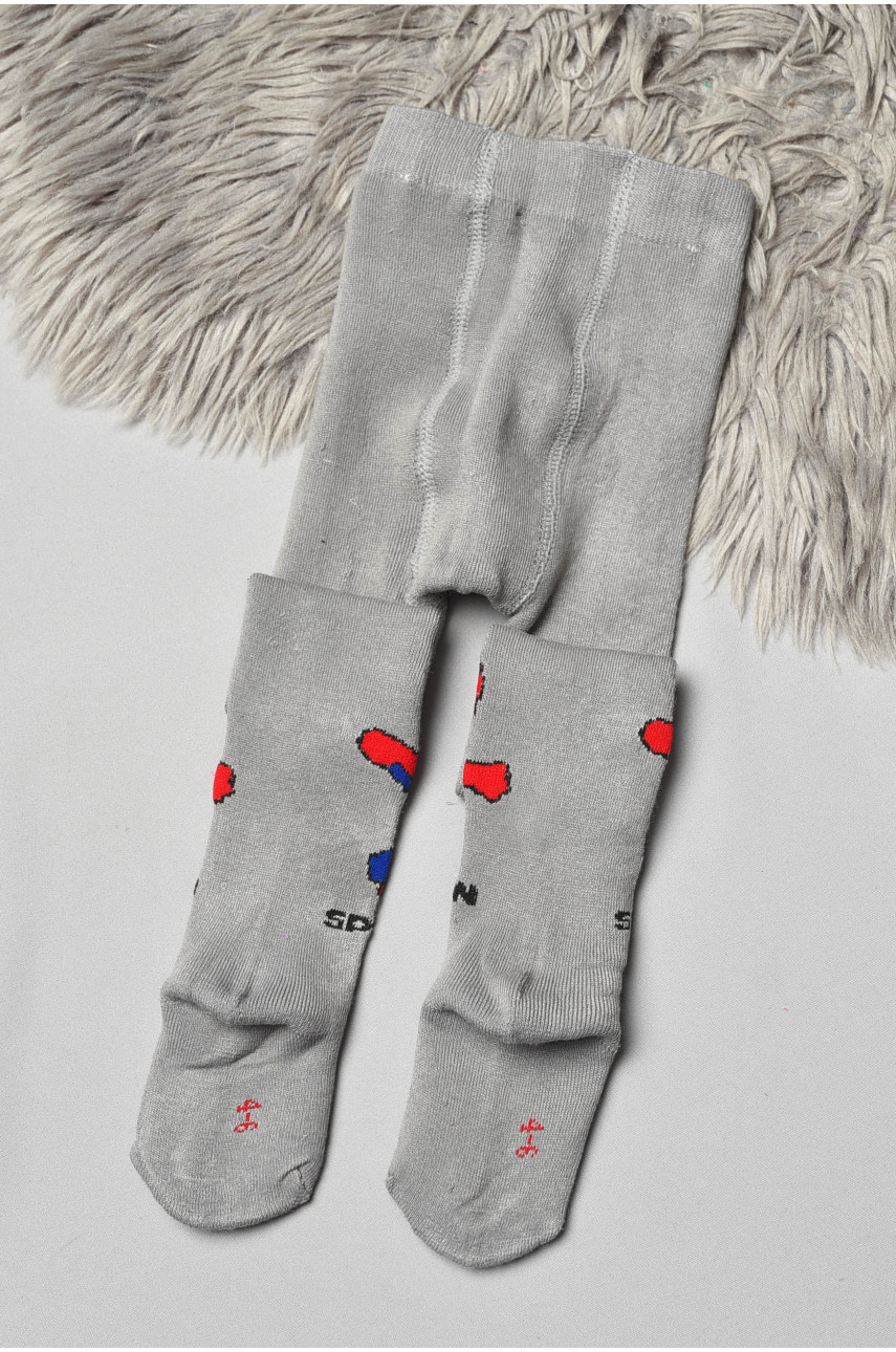 Колготи дитячі махрові для хлопчика сірого кольору з малюнком т001 191677