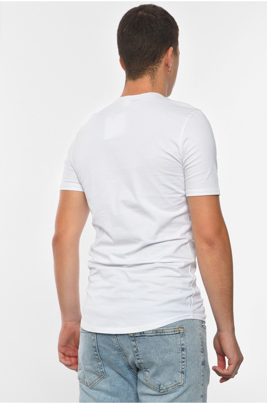 Футболка чоловіча однотонна білого кольору 191689 Футболка чоловіча однотонна білого кольору 191689