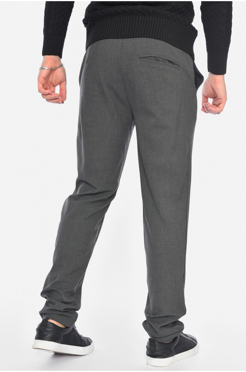 Штани чоловічі однотонні темно-сірого кольору 191696 Штани чоловічі однотонні темно-сірого кольору 191696