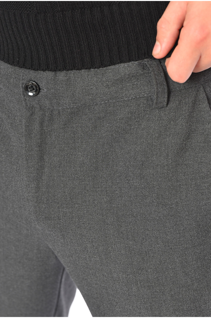 Штани чоловічі однотонні темно-сірого кольору 191696 Штани чоловічі однотонні темно-сірого кольору 191696