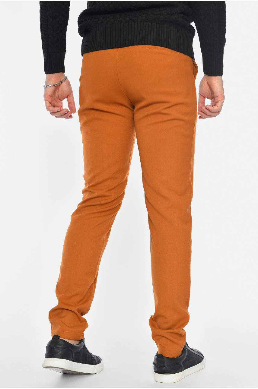 Брюки мужские однотонные коричневого цвета 191698
