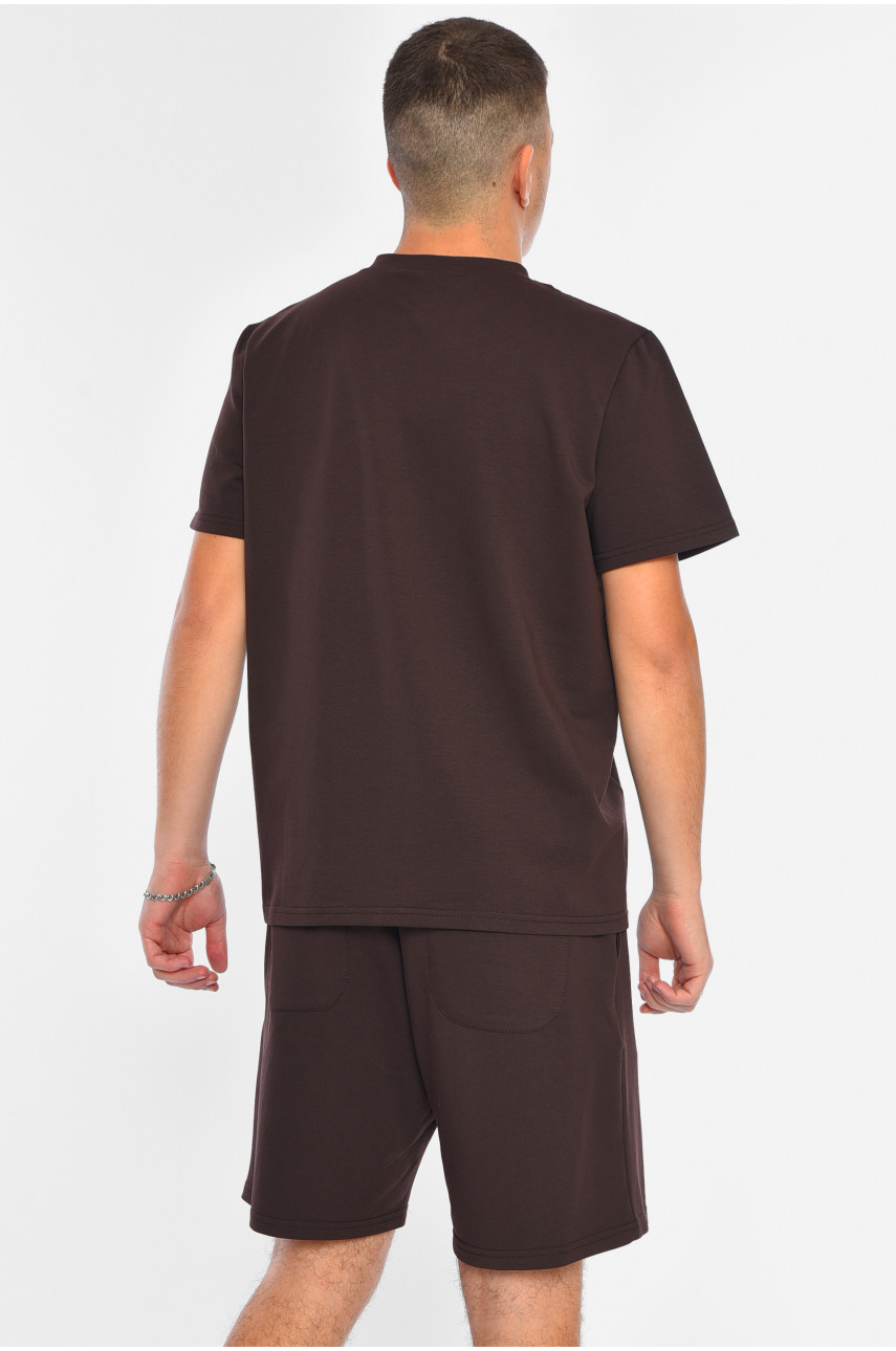 Костюм чоловічий трійка однотонний коричневого кольору 191714