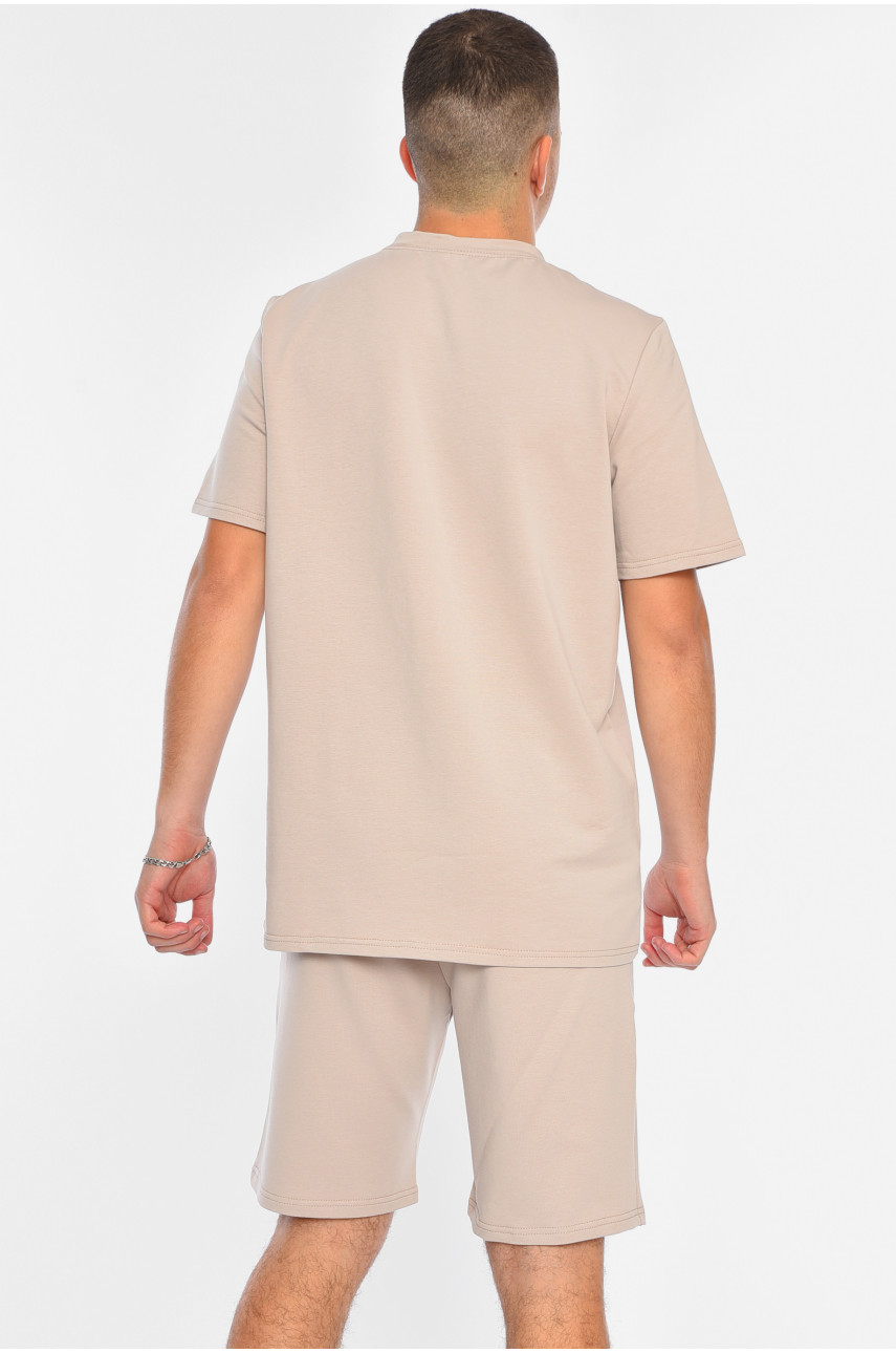 Костюм чоловічий трійка однотонний бежевого кольору 191718