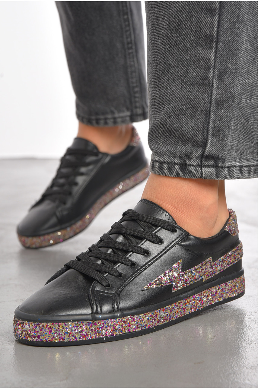 Кросівки жіночі чорного кольору на шнурівці 1800651 191720 Кросівки жіночі чорного кольору на шнурівці 1800651 191720