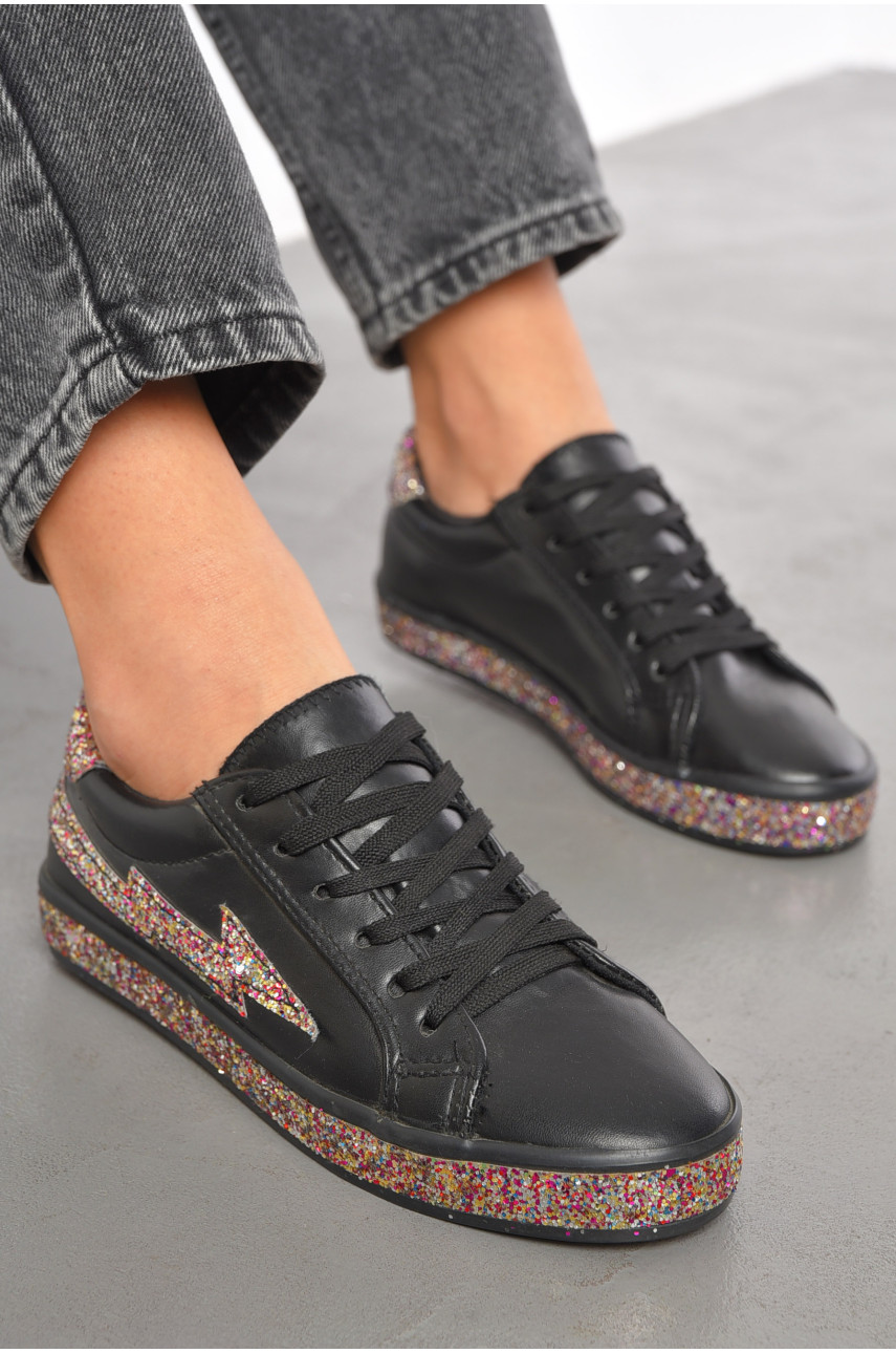 Кросівки жіночі чорного кольору на шнурівці 1800651 191720 Кросівки жіночі чорного кольору на шнурівці 1800651 191720