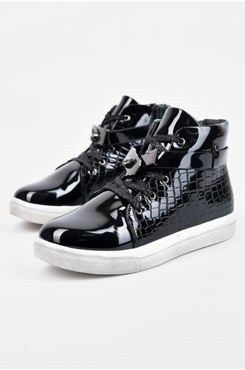 Ботинки детские демисезон черного цвета на шнуровке 084-3а 191726