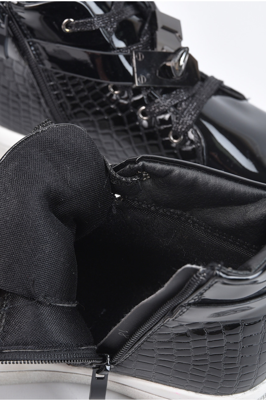 Ботинки детские демисезон черного цвета на шнуровке 084-3а 191726 Ботинки детские демисезон черного цвета на шнуровке 084-3а 191726