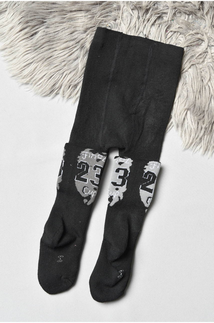 Колготы детские махровые для мальчика черного цвета с рисунком т003 191736