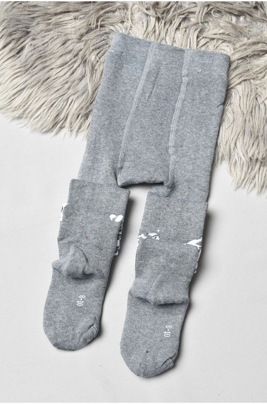 Колготы детские махровые для мальчика серого цвета с рисунком т003 191741
