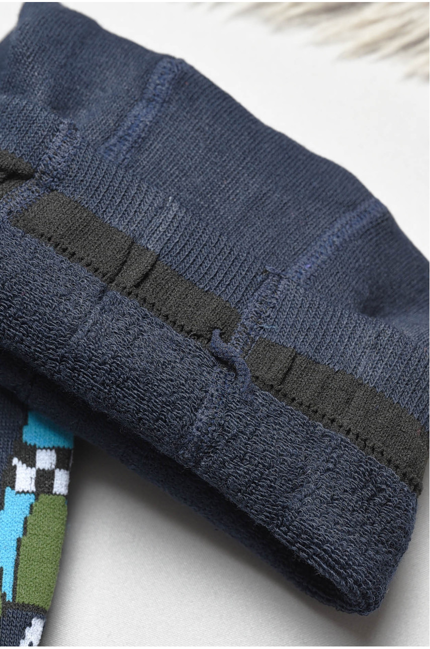 Колготы детские махровые для мальчика темно-синего цвета с рисунком т011 191745 Колготы детские махровые для мальчика темно-синего цвета с рисунком т011 191745