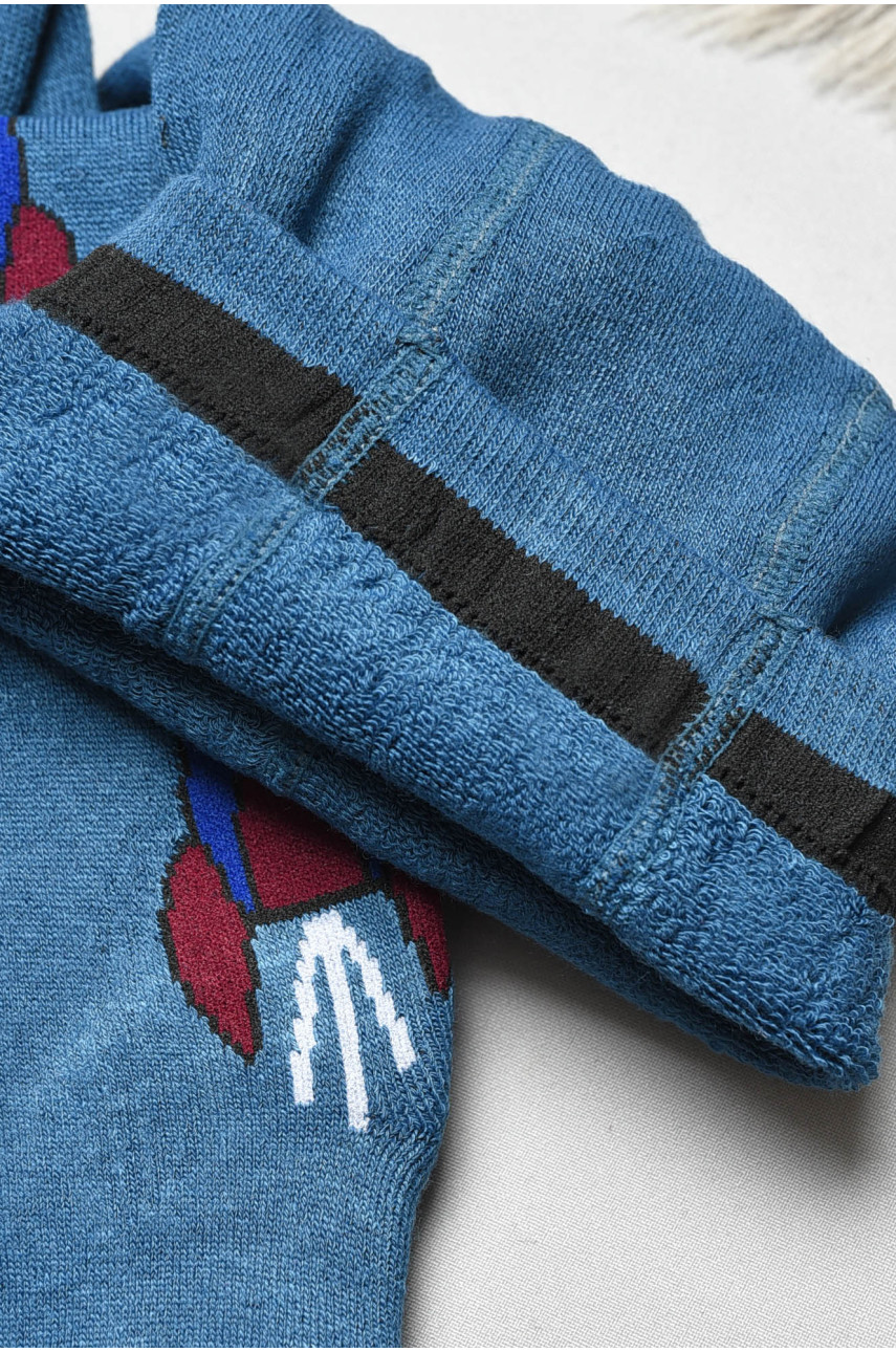 Колготы детские махровые для мальчика синего цвета с рисунком т011 191747 Колготы детские махровые для мальчика синего цвета с рисунком т011 191747
