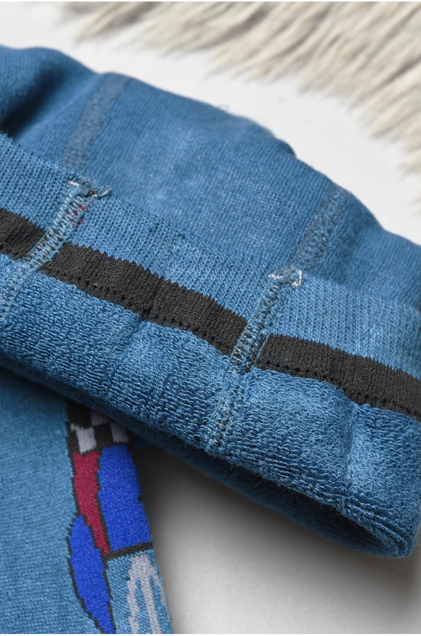 Колготы детские махровые для мальчика синего цвета с рисунком т011 191750 Колготы детские махровые для мальчика синего цвета с рисунком т011 191750