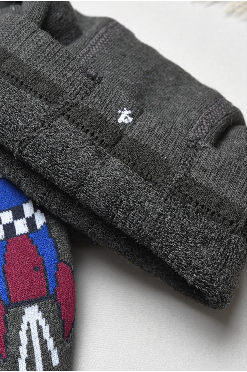 Колготы детские махровые для мальчика темно-серого цвета с рисунком т011 191751 Колготы детские махровые для мальчика темно-серого цвета с рисунком т011 191751