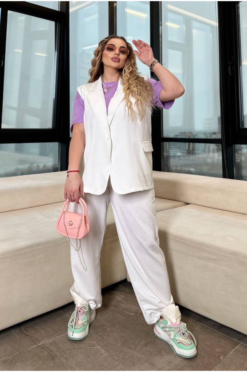 Спортивні штани жіночі білого кольору 191755