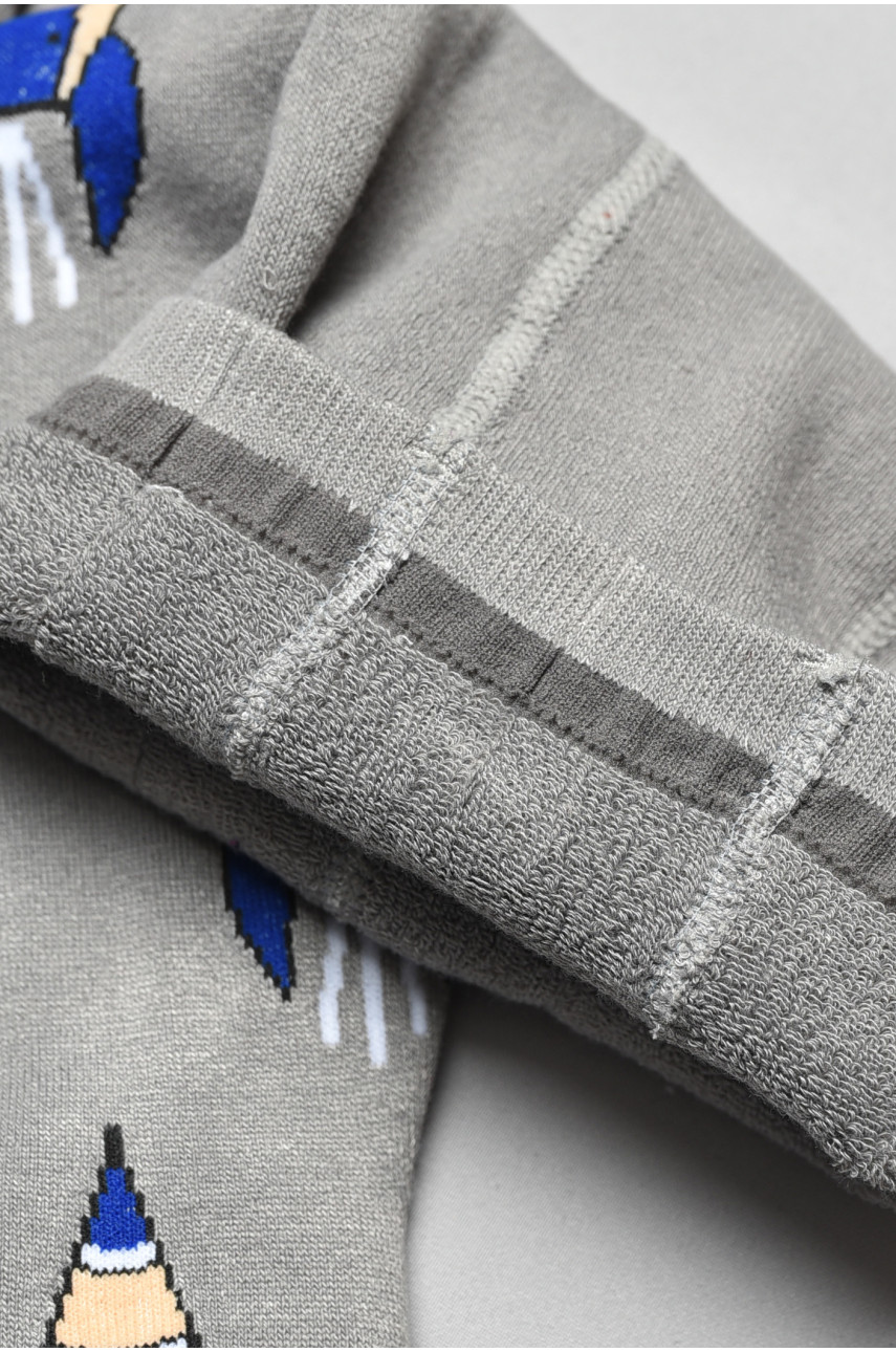 Колготы детские махровые для мальчика серого цвета с рисунком т011 191762 Колготы детские махровые для мальчика серого цвета с рисунком т011 191762