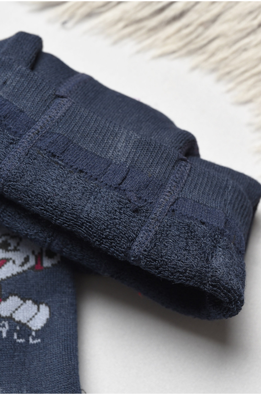 Колготы детские махровые для мальчика темно-синего цвета с рисунком т005 191774 Колготы детские махровые для мальчика темно-синего цвета с рисунком т005 191774