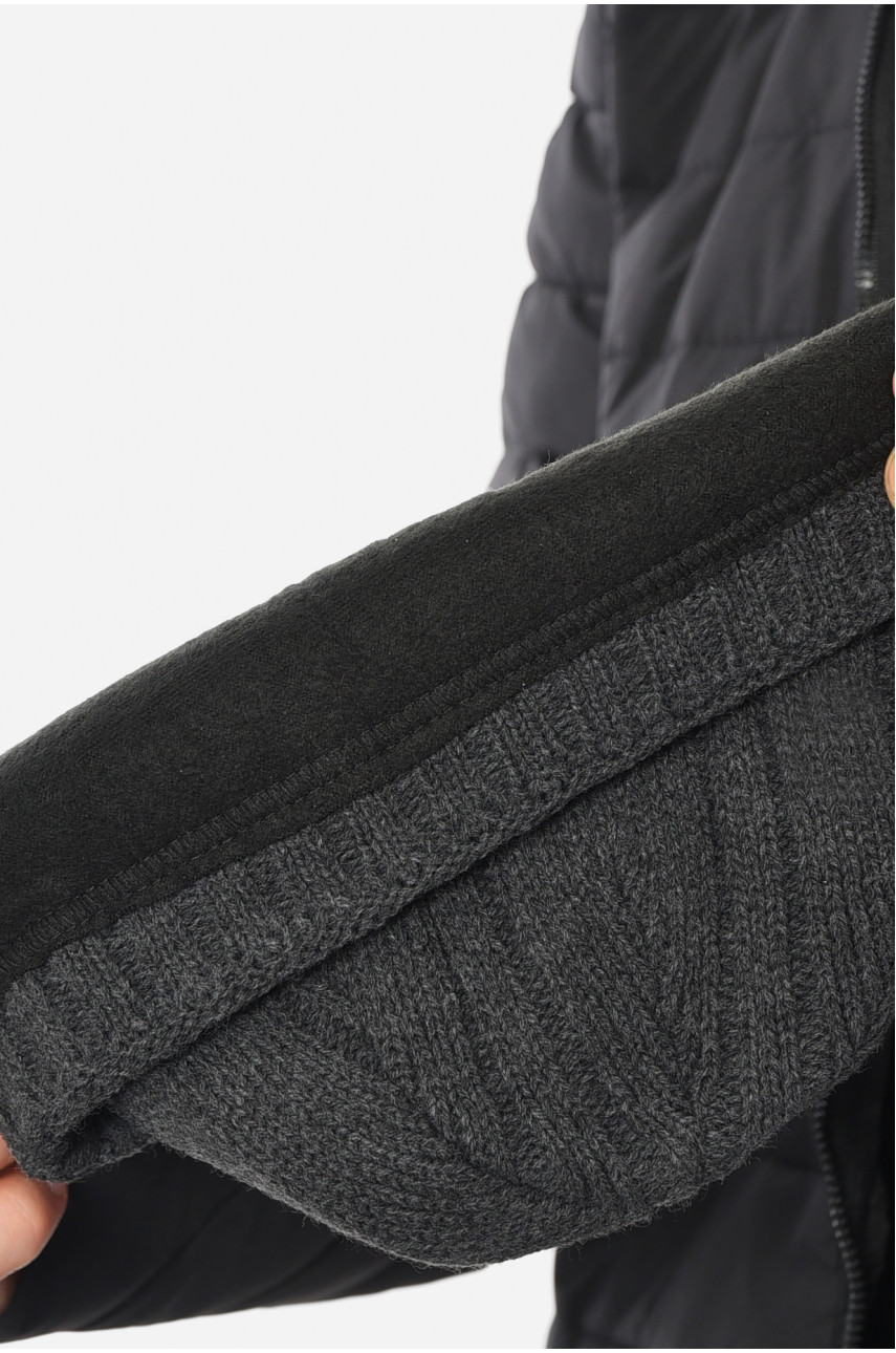 Шапка чоловіча з підворотом на флісе сірого кольору 191784