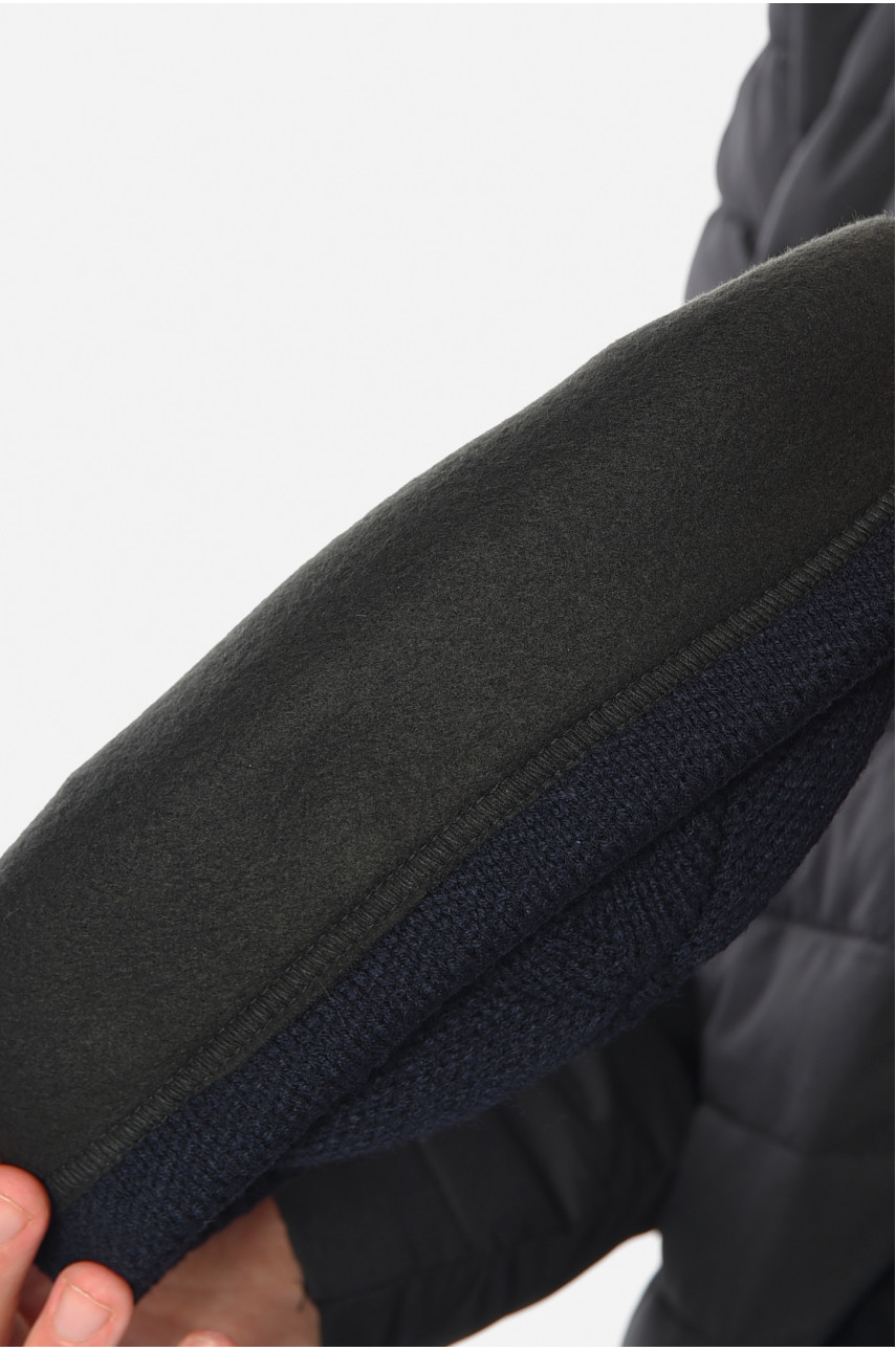 Шапка чоловіча з підворотом на флісе темно-синього кольору 191785