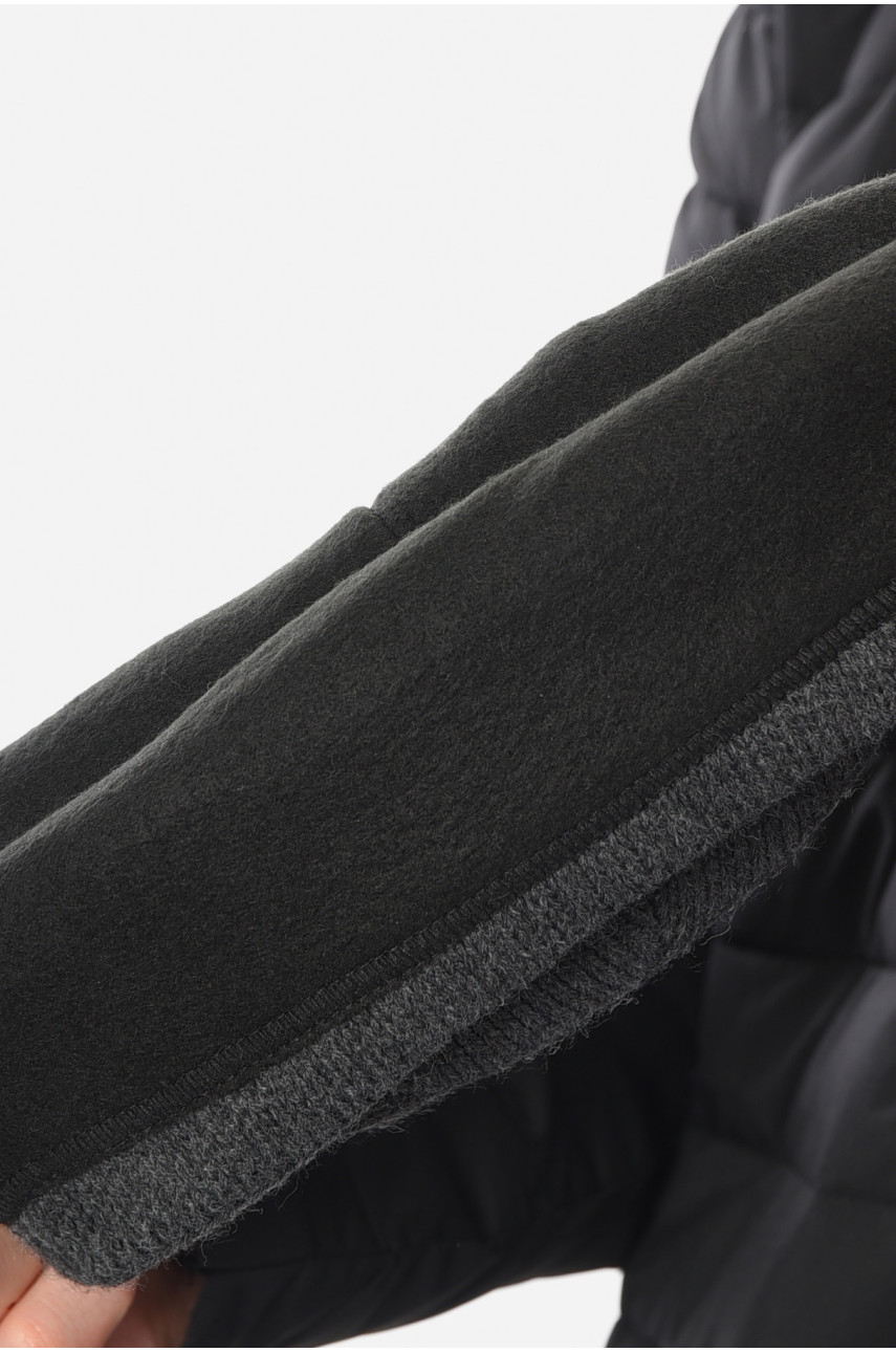 Шапка чоловіча з підворотом на флісе сірого кольору 191786