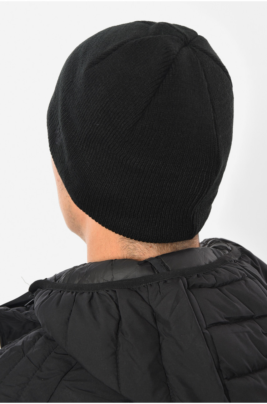 Шапка мужская на флисе черного цвета 191800 Шапка мужская на флисе черного цвета 191800