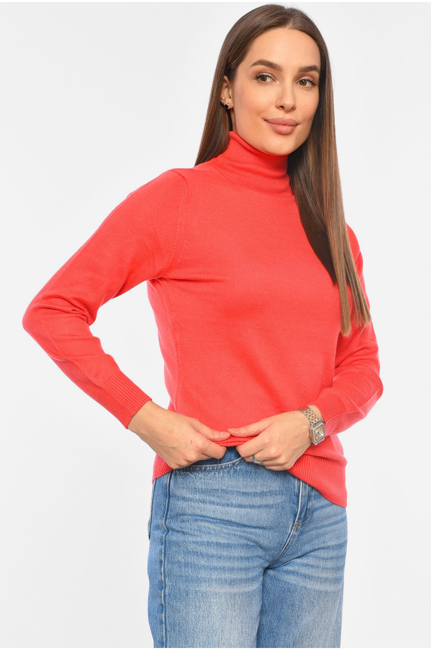 Гольф жіночий трикотажний коралового кольору 2025 191809