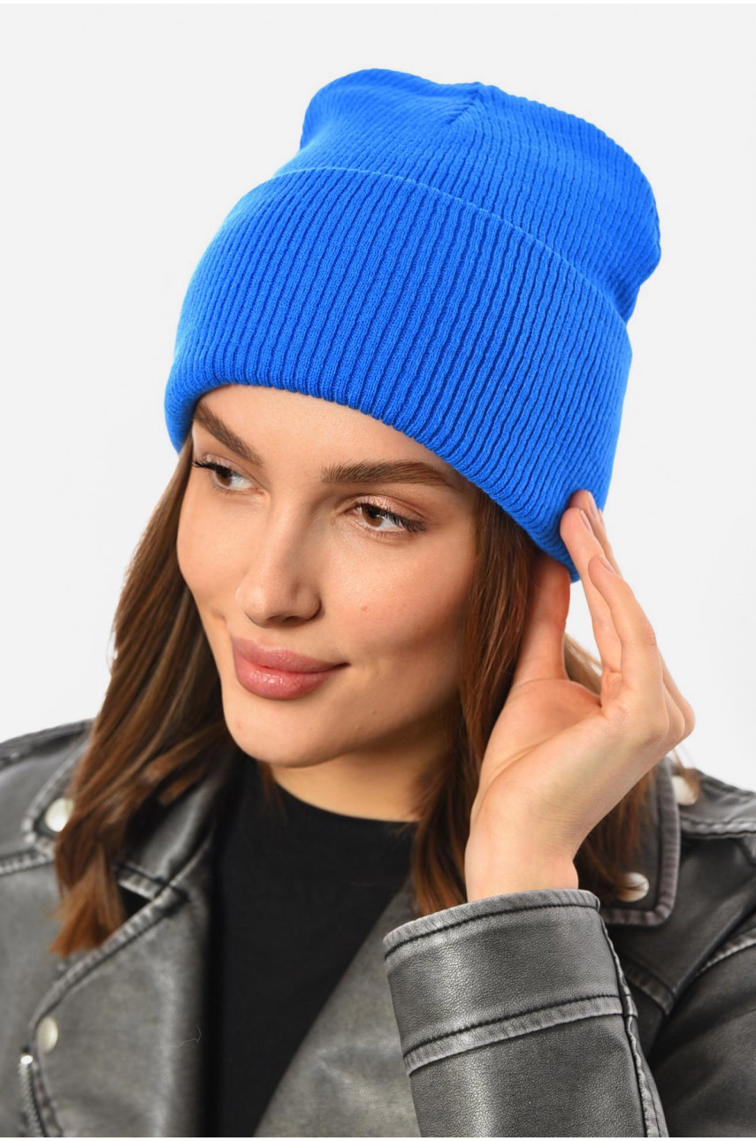 Шапка жіноча демісезонна синього кольору 191900