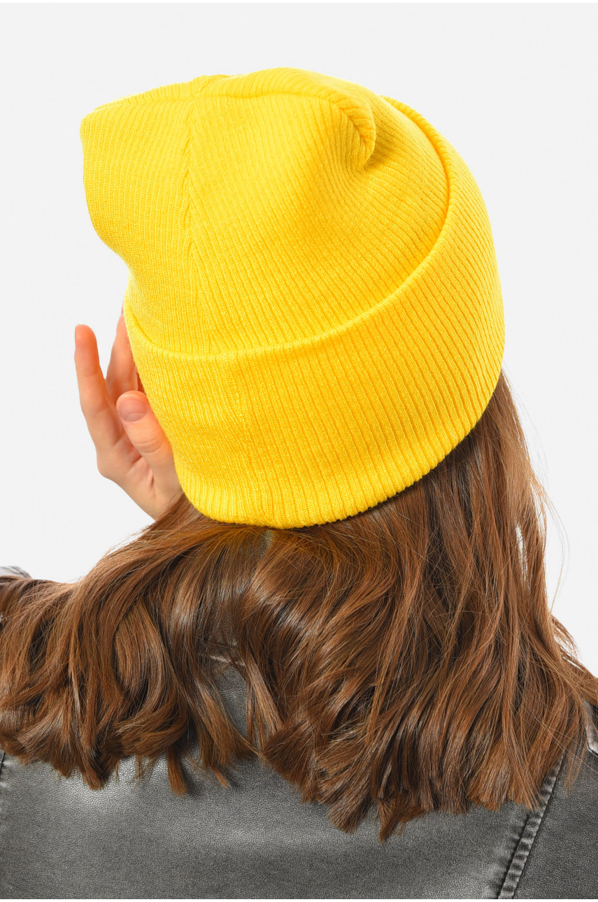 Шапка жіноча демісезонна жовтого кольору 191911