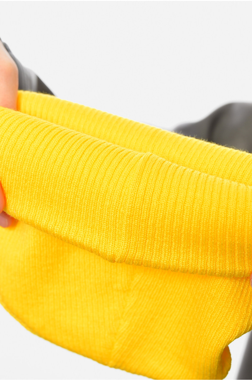 Шапка жіноча демісезонна жовтого кольору 191911