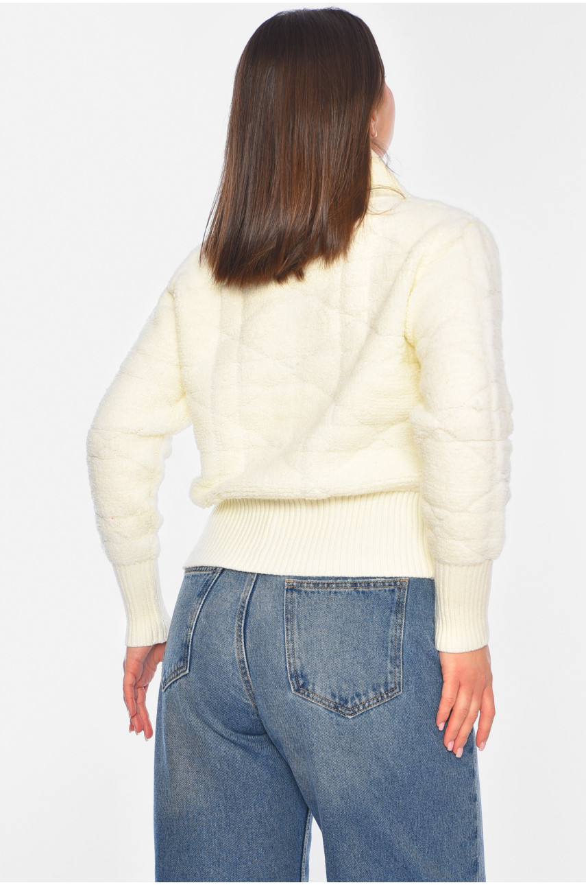 Кофта женская на молнии белого цвета 191915 Кофта женская на молнии белого цвета 191915