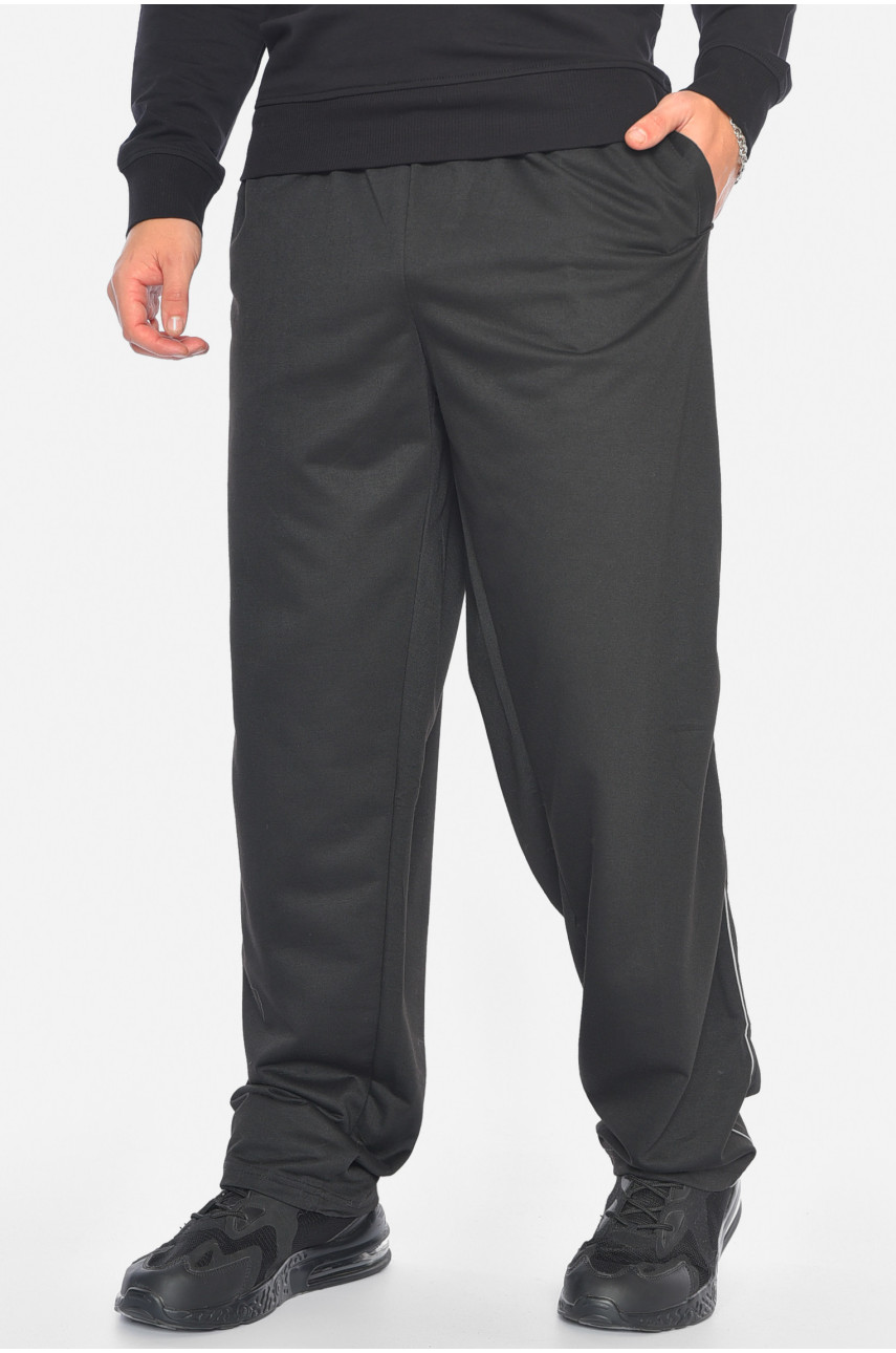 Спортивные штаны мужские батальные черного цвета 0668 191925 Спортивные штаны мужские батальные черного цвета 0668 191925