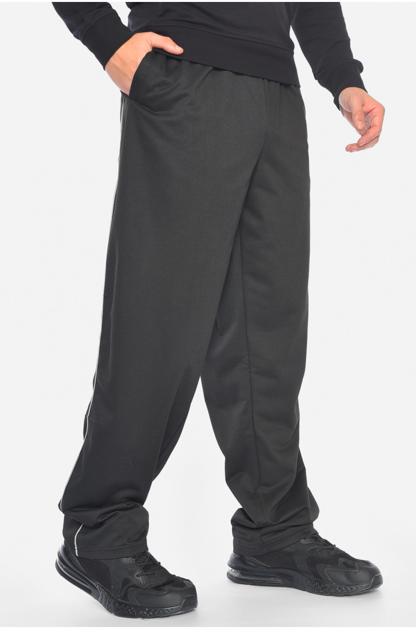 Спортивные штаны мужские батальные черного цвета 0668 191925 Спортивные штаны мужские батальные черного цвета 0668 191925