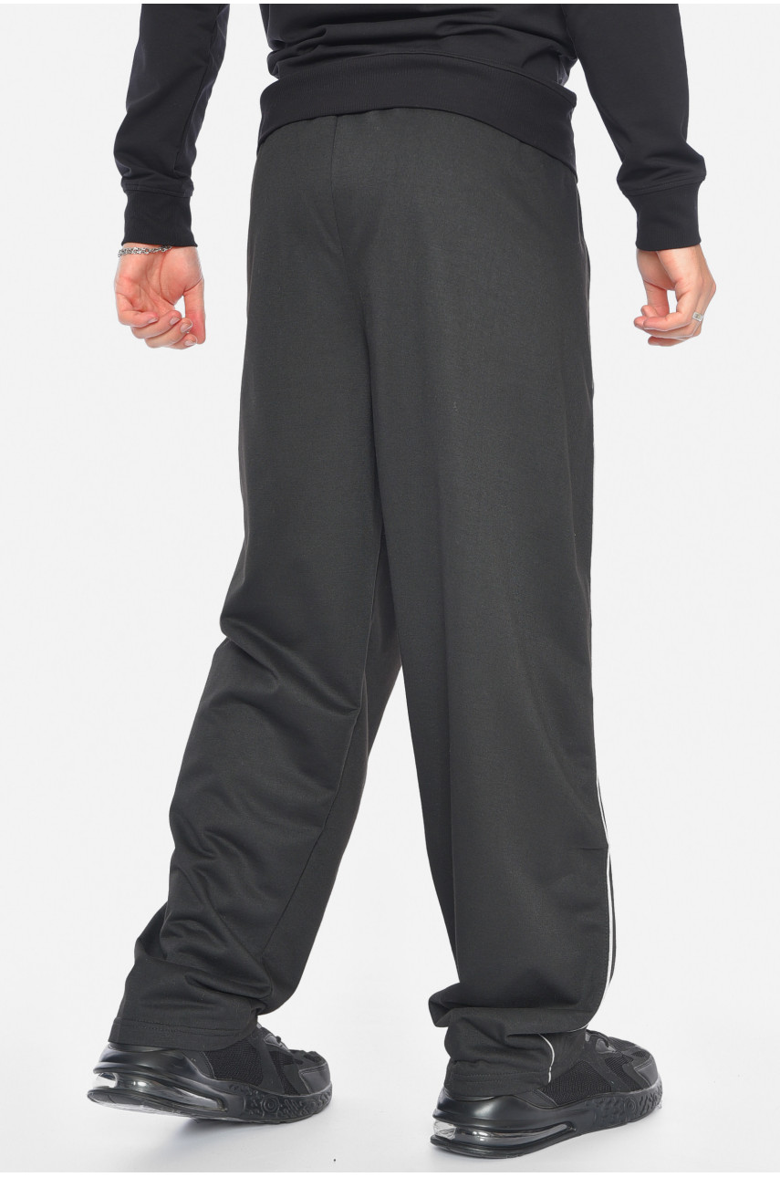 Спортивные штаны мужские батальные черного цвета 0668 191925 Спортивные штаны мужские батальные черного цвета 0668 191925