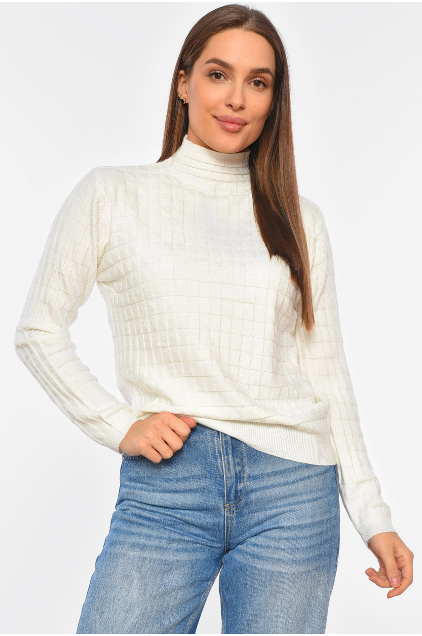 Свитер женский однотонный белого цвета 210 191955 Свитер женский однотонный белого цвета 210 191955