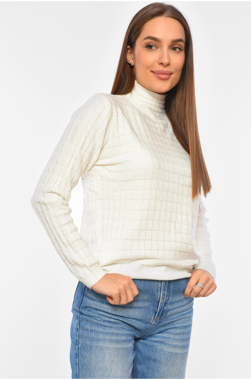 Свитер женский однотонный белого цвета 210 191955 Свитер женский однотонный белого цвета 210 191955