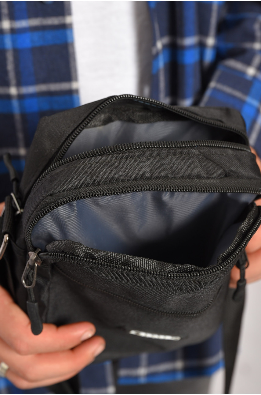 Сумка чоловіча через плече текстиль чорного кольору 2-6 191996 Сумка чоловіча через плече текстиль чорного кольору 2-6 191996