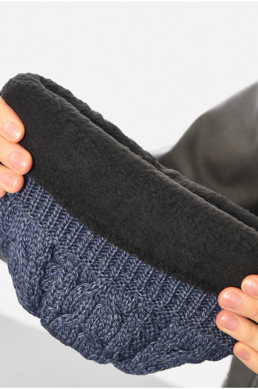 Шапка женская зимняя на флисе однотонная синего цвета 192009 Шапка женская зимняя на флисе однотонная синего цвета 192009