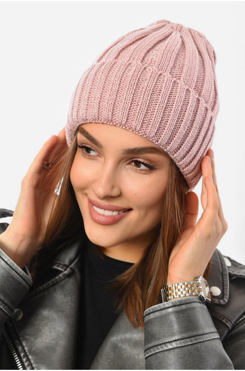 Шапка женская зимняя на флисе однотонная розового цвета 192025 Шапка женская зимняя на флисе однотонная розового цвета 192025