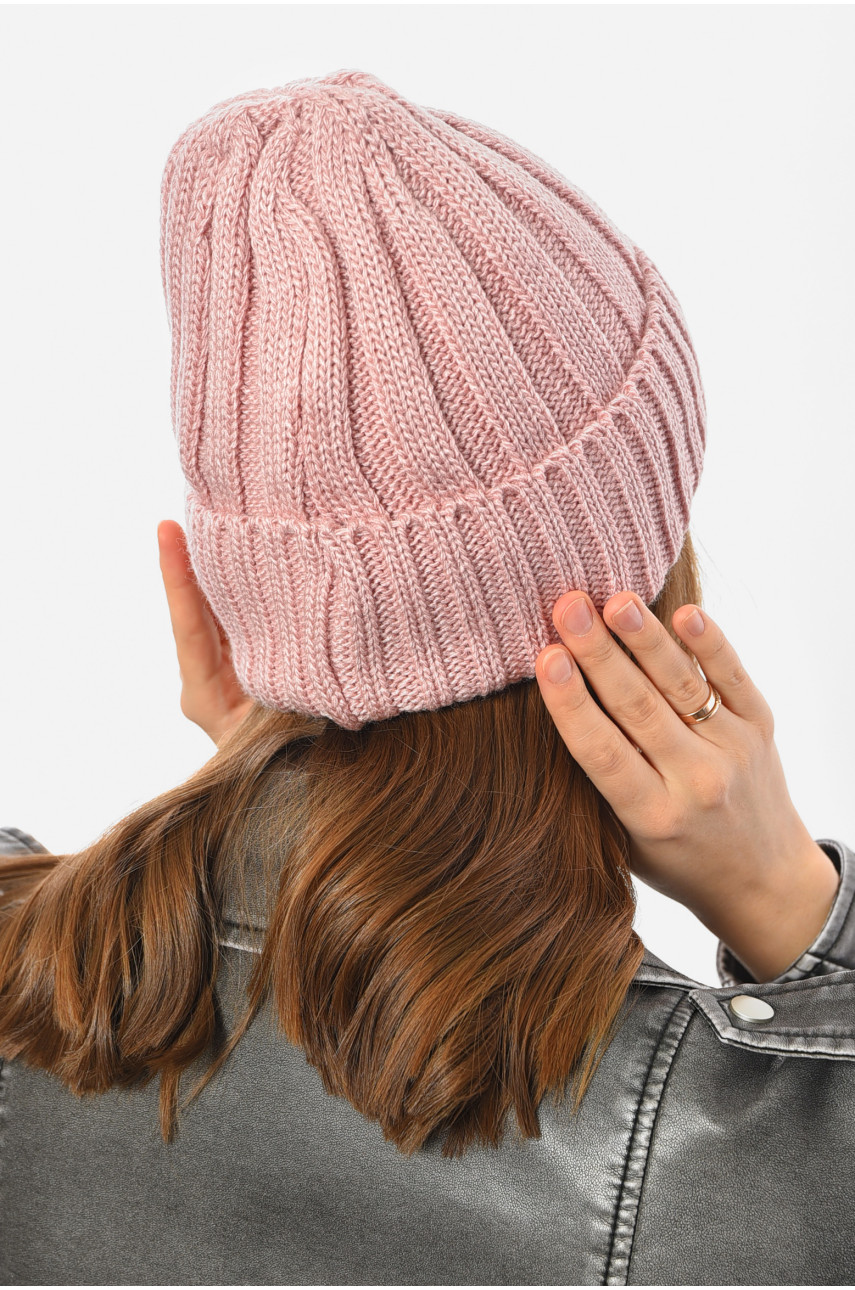 Шапка женская зимняя на флисе однотонная розового цвета 192025 Шапка женская зимняя на флисе однотонная розового цвета 192025