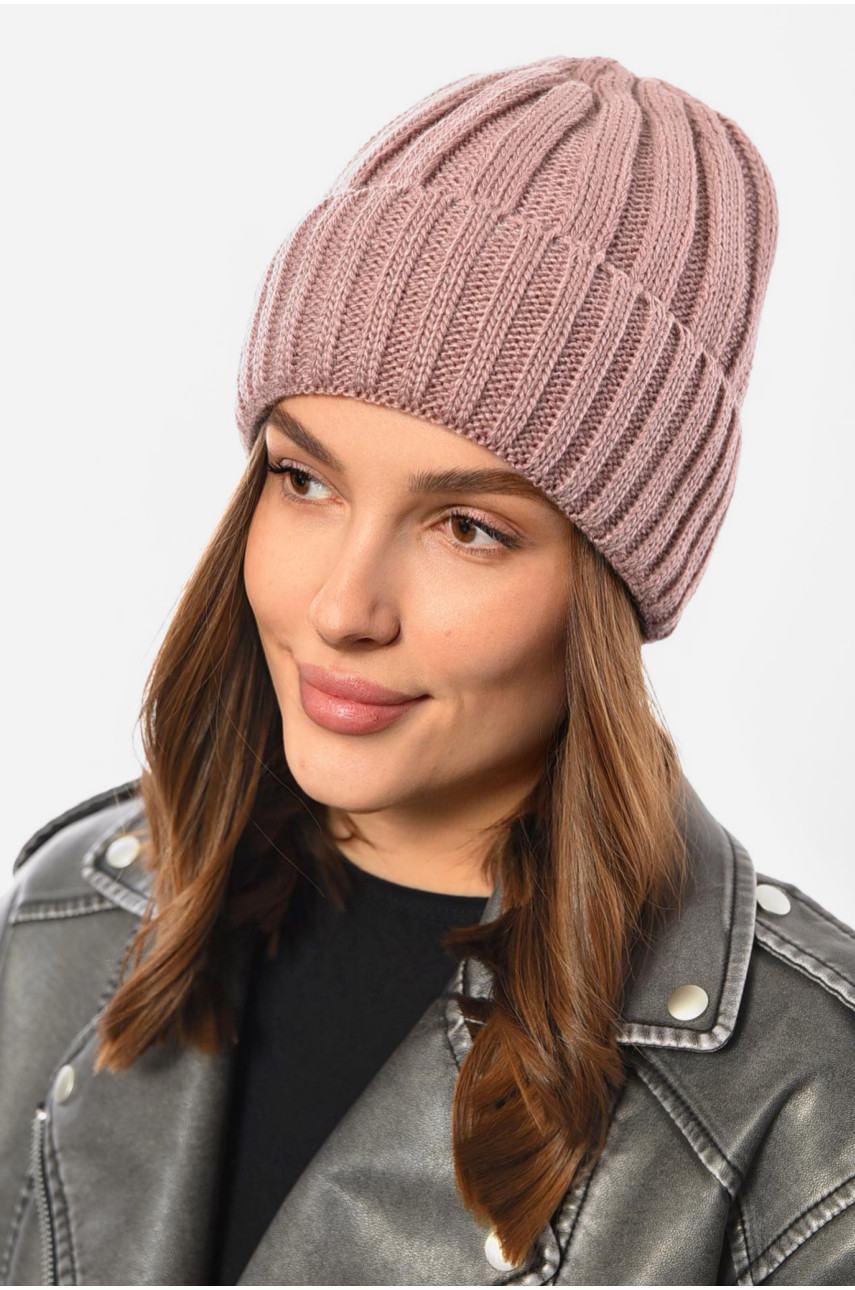 Шапка женская зимняя на флисе однотонная темно-розового цвета 192028 Шапка женская зимняя на флисе однотонная темно-розового цвета 192028